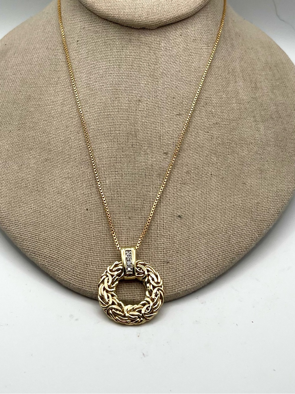 AK Atasay Kuyumculuk Turkey 14K Yellow Gold Byzantine Circle Pendant Necklace Es - Picture 8 of 16